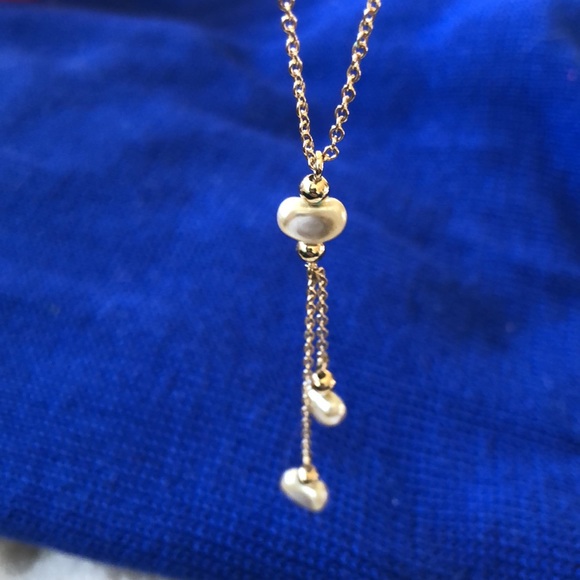 NWT vintage Avon faux pearl Y lariat necklace gold tone - Picture 5 of 8